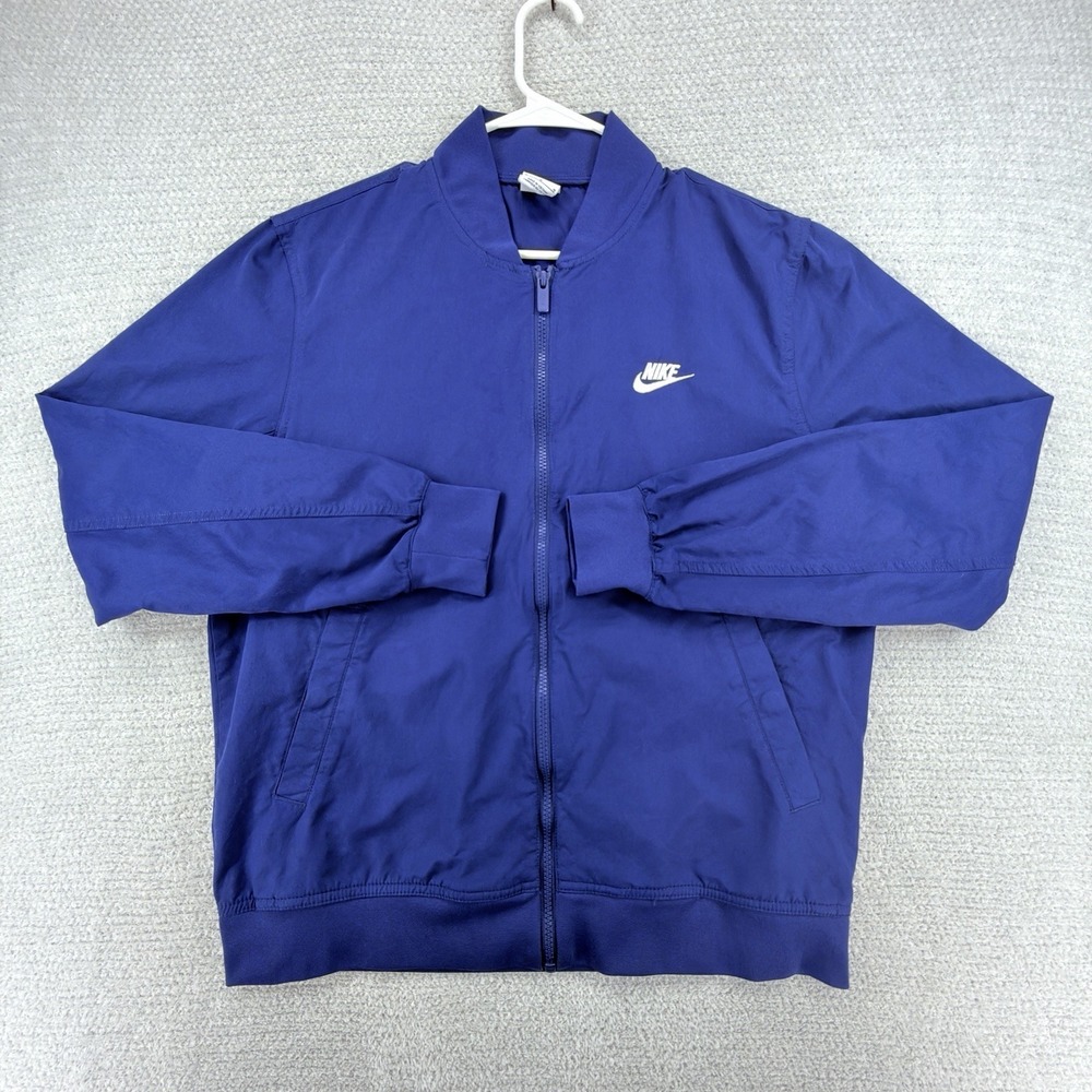 Nike Sportswear Woven Bomber Jacket Men's Medium Blue Full Zip‎ Lightweight